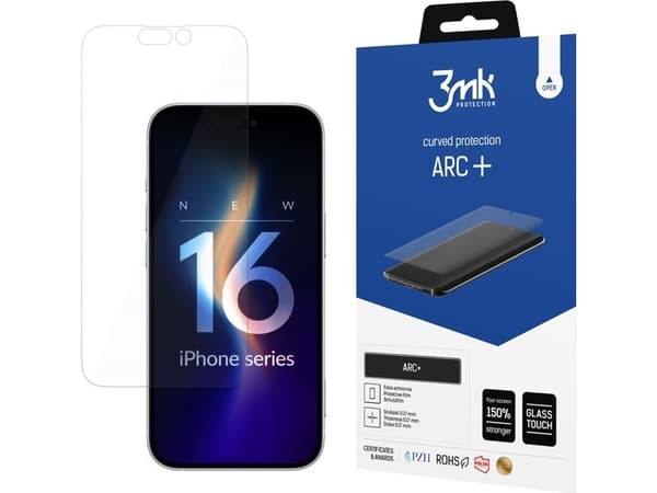 3MK ARC+, Apple, iPhone 16, Slagtålig, Reptålig, Transparent, 1 styck
