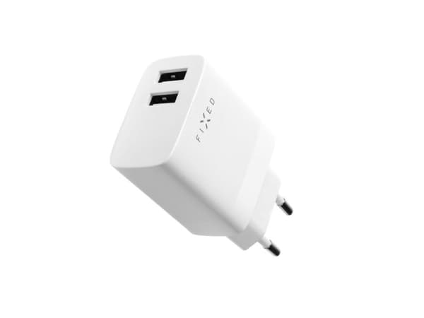 FIXED - Strömadapter - för resor - 17 Watt - 3,4 A - 2 utgångar (2 x USB) - vit