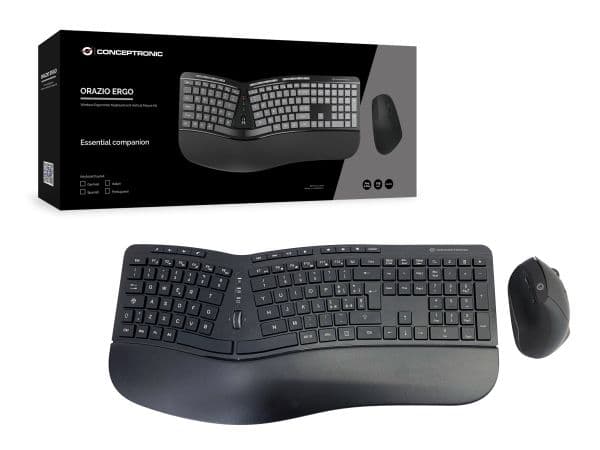 CONCEPTRONIC Wireless Keyboard+Mouse,ergonomisch Layout It