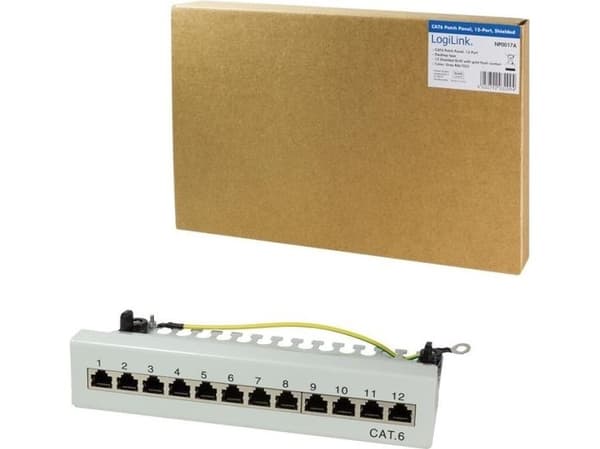 LogiLink NP0017A, Cat6, Grå, Stål, Rackmontering, 1U, RoHS