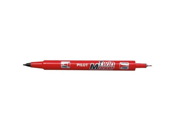 Pilot Twin Marker, Punainen, 0,4 mm, 0,8 mm