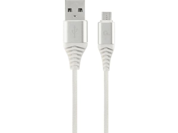 Cablexpert CC-USB2B-AMMBM-2M-BW2, 2 m, USB A, Micro-USB B, USB 2.0, 480 Mbit/s, Valkoinen