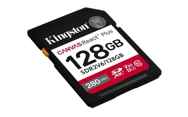Kingston Canvas React Plus - Flashminnekort - 128 GB - Video Class V60 / UHS-II U3 / Class10 - SDXC UHS-II