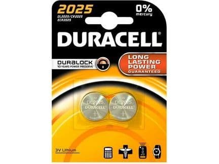 Duracell knapcellsbatterier i litium CR2025 2 st.