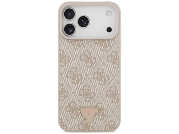 Guess Leather 4G Triangle Strass MagSafe Case for iPhone 17 Pro Max / 18 Pro Max - Pink