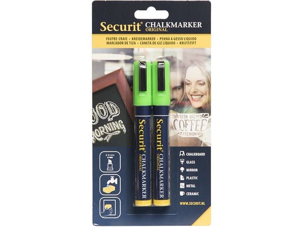 Securit® original kridtmarker sæt med to i grøn