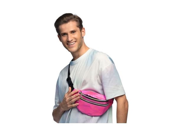 Pink holografisk bæltetaske