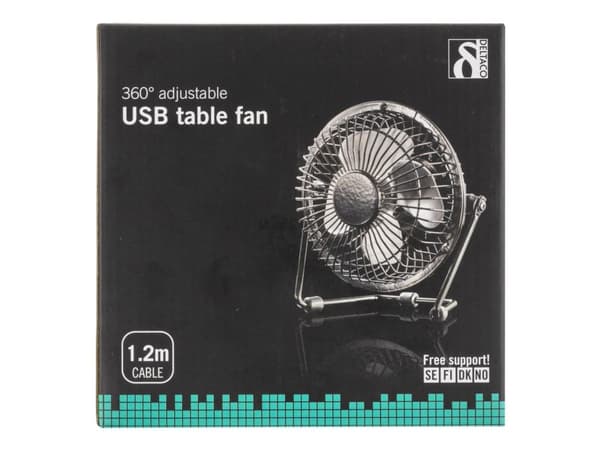DELTACO FT-750 - Fläkt - bord - USB - svart