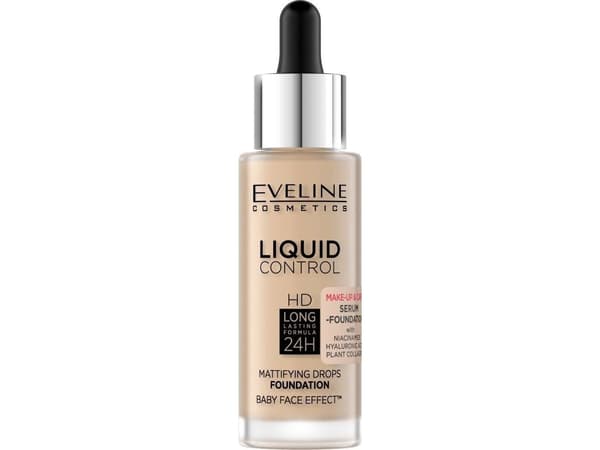 EVELINE_Liquid Control HD Mattifying Drops Foundation mattifying face foundation 015 Light Vanilla 32ml