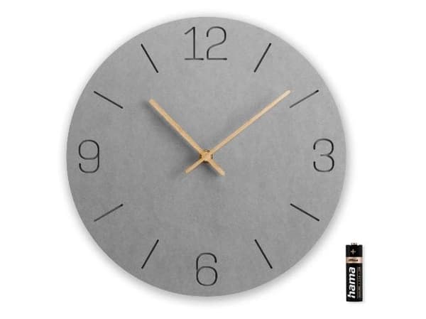 Hama Crete, Vägg, Quarts-klocka, Rund, Grå, MDF, Modern