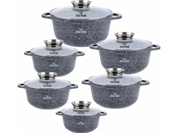 Zilner marmoriserte gryter 6 stk. (ZL-7086)