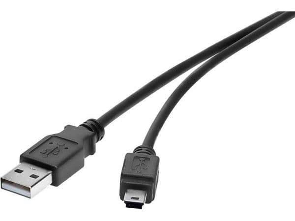 Renkforce RF-4455807, 0,3 m, USB A, Mini-USB B, USB 2.0, 0,48 Gbit/s, Sort