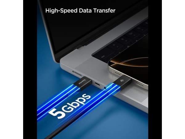 Spigen Essential EB10015CC USB-C til USB-C-kabel 100W 150 cm - svart