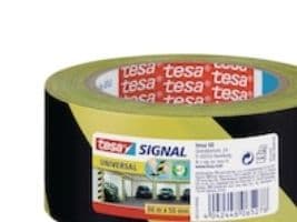 Varoitusteippi Tesa Signal Universal, 50 mm x 66 m, keltainen/musta