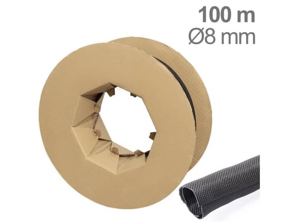 TRU COMPONENTS T24CA024 strumpflex slang svart polyester 8–9 mm, 100 m
