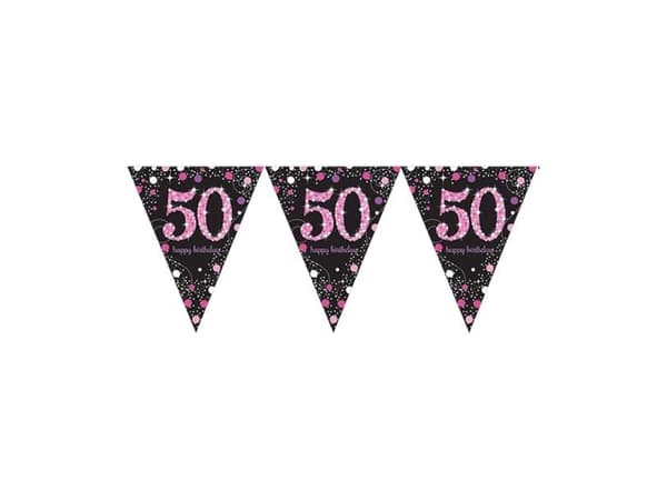 Vimpelguirlande 50 år Pink Sparkling