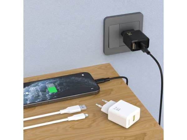 Dudao A23LEU Adapter 12Watt 1xUSB-A (1m USB-A to Lightning cable included) Sort