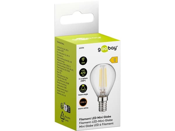 Goobay 65394, 4 W, E14, 470 lm, 20000 timer, Varm hvit