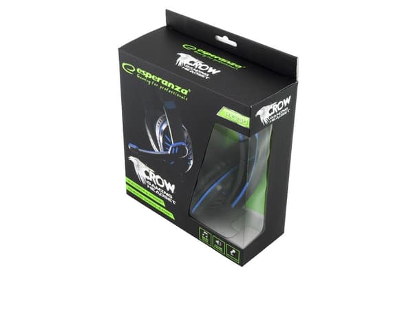 Crow gaming-headset med mikrofon, blå