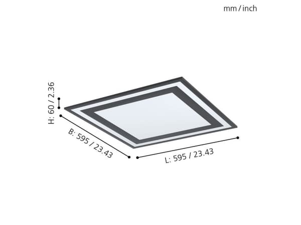 EGLO SAVATARILA LOFT 595X595 sort/hvit