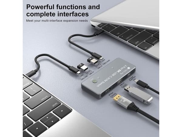 Techly TECHLY KVM USB-C Switch 8K DisplayPort 1.4 2xUSB-C 3xUSB 2.0 (365528) - 46280610