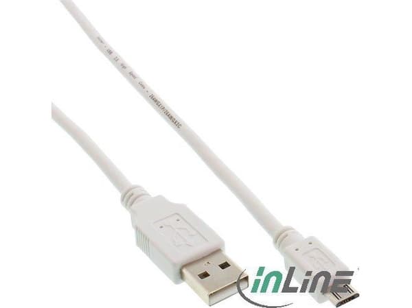 InLine 1m USB 2.0 A-microB m/m, 1 m, USB A, Micro-USB B, USB 2.0, Man/Femal, Vit