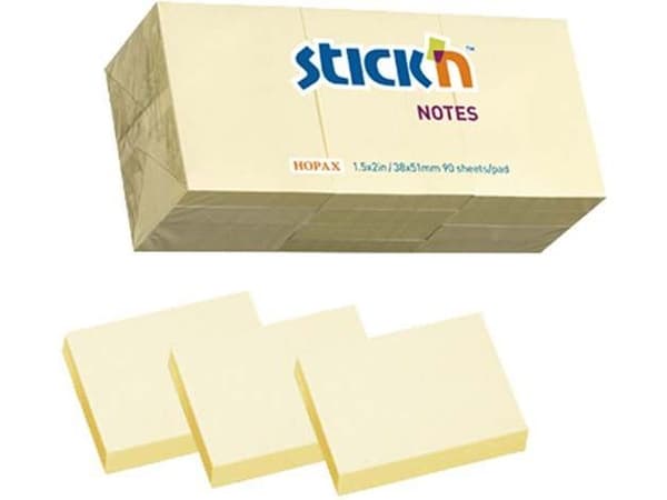 Notes, BNT Stick´n, Notes, gul, 38x50mm pakke a 12 stk