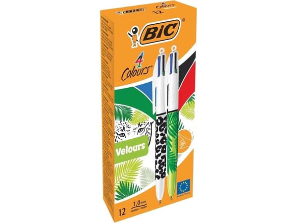 BIC 4 Colours, Multifunksjonell kulepenn, Flerfarget, 12 stykker, Medium
