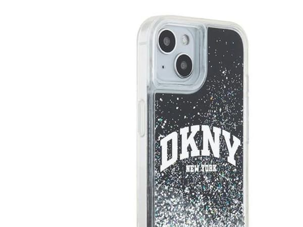 DKNY Liquid Glitter Big Logo etui til iPhone 15 Plus / 14 Plus - sort