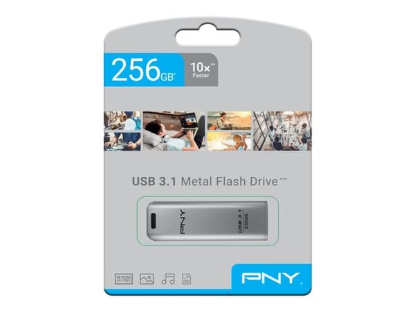 PNY Elite Steel - USB-flashstasjon - 256 GB - USB 3.1
