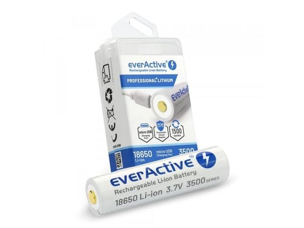 EverActive everActive USB oppladbart 18650 3,7V 3500mAh batteri med PCM