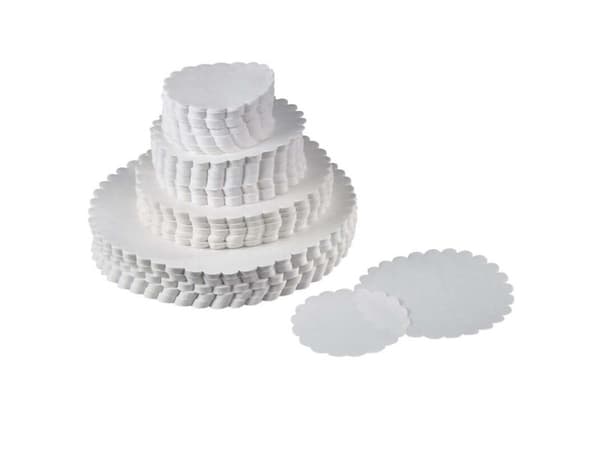 Fadpapper Ø14 cm rund präglad vit, 500 st/fp