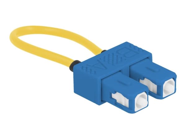 Delock - Loopback-sovitin - SC/UPC enkelttilstand (han) - 3 mm - fiberoptik - duplex - 9 / 125 micron - blå, gul