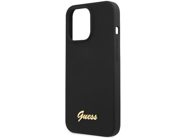 Guess GUHCP13XLSLMGBK iPhone 13 Pro Max 6,7" hardcase sort/sort silikone Script Gold Logo
