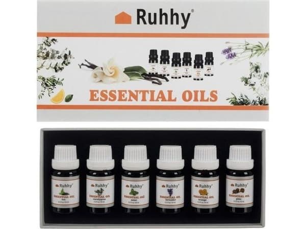 Ruhhy duftdiffuser – eteriske oljer, sett med 6 stk. 10 ml Ruhhy 21939