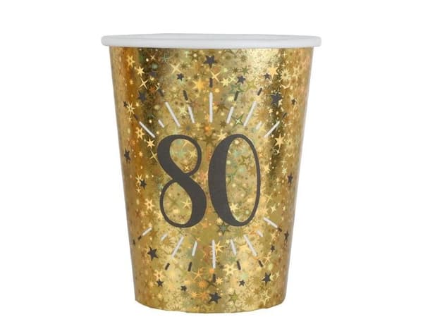 Guldglittrande pappersmugg, 80 år
