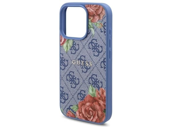 Guess 4G Flowers Print MagSafe-deksel til iPhone 16 Pro - blå