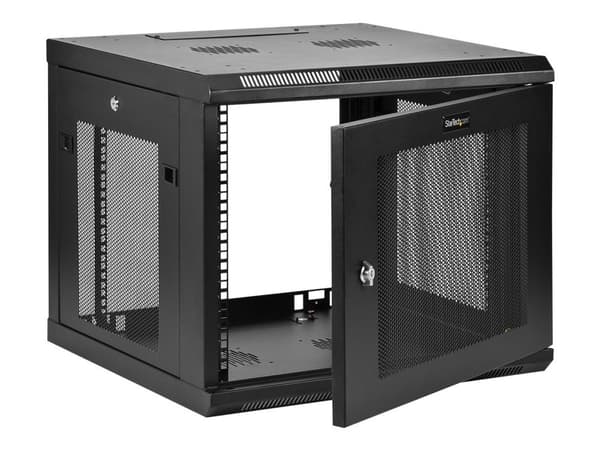 Startech "9U Wall Mount Server Rack Cabinet - 4-Post Adjustable Depth (2"" to 19"") Network Equipment Enclosure with Cable Management (RK920WALM)" ...