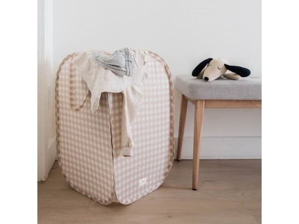 3 Sprouts pop-up vaskekurv, gingham beige