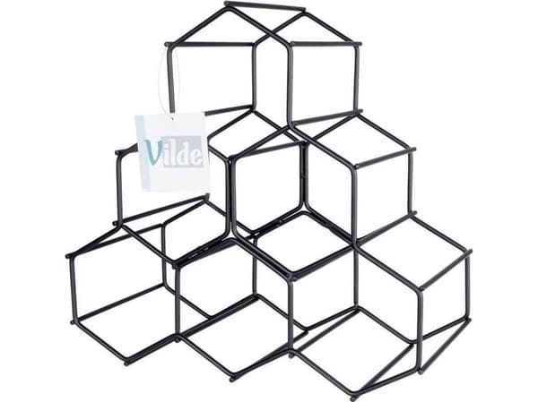 Vilde Metallinen viiniteline musta 6 pulloa 29.5x14.5x28.5 cm