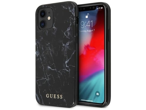 Guess Marble-deksel for iPhone 12 mini - sort