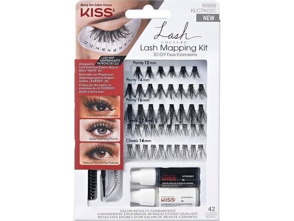 Kiss 3D Lash DIY mapping-sett for øyevipper semi-permanent med limfjerner-tilbehør