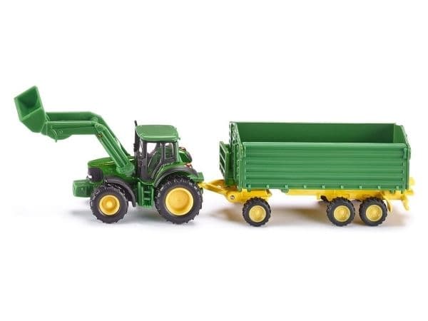 Siku 1:87 John Deere med frontlaster og tilhenger