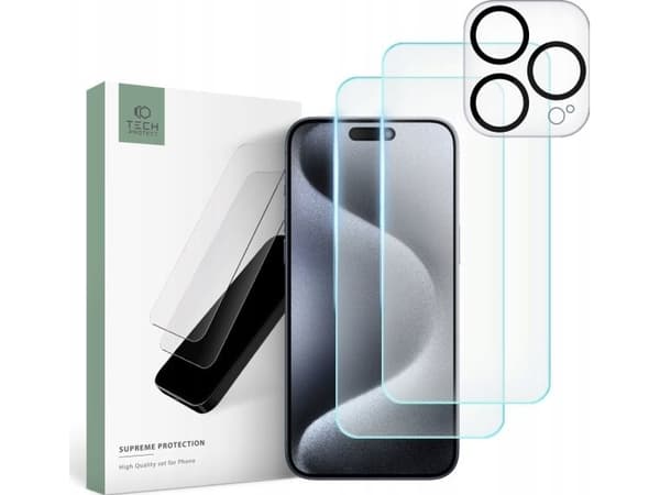 Tech-Protect SZKLO HARTOWANE TECH-PROTECT SUPREME SET 3-PACK IPHONE 16 PRO CLEAR