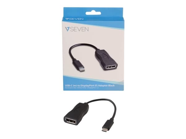 V7 - Ekstern videoadapter - USB-C - DisplayPort - sort