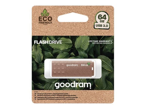 GOODRAM UME3 - USB-flashstasjon - 64 GB - USB 3.0 - mørk beige