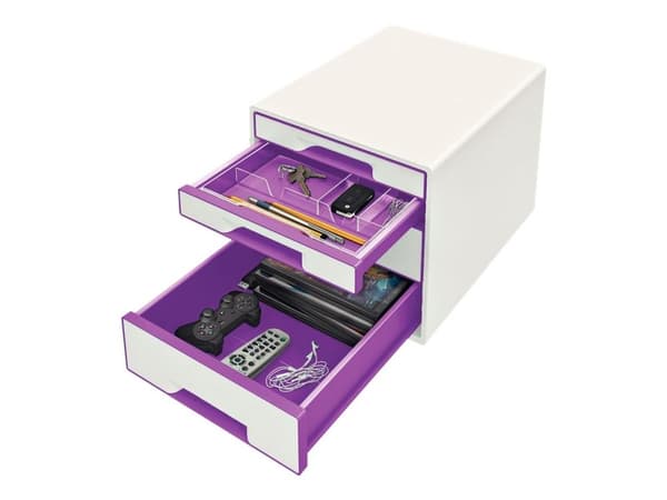 Desk Cube Leitz WOW 4-skuffer hvid/lilla