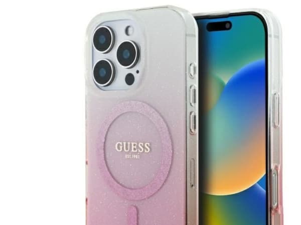 Hurtel Guess IML glitter gradient MagSafe-deksel til iPhone 16 Pro - rosa