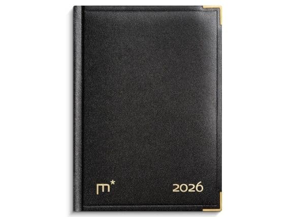 Årbog dagkalender sort kunstskind indbundet 2026