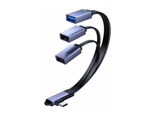 MicroConnect USB-C vinkelsplittkabel Black (MC-USBCANG-USBA3WAY)